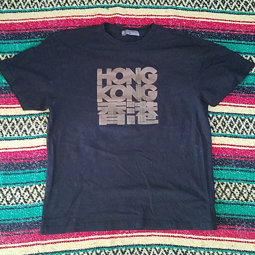 XL giordano hong kong black t shirt